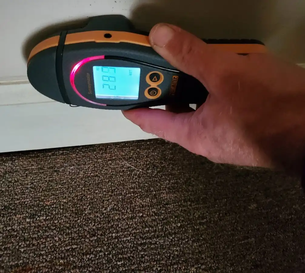 Moisture detection at baseboard during Burst Pipe Cleanup in Pennsauken